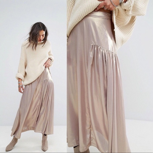 Free People Dresses & Skirts - Free People Gold Metallic Maxi Skirt